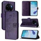 For Realme Narzo 80 Pro / 14 Pro 5G India Embossed Butterfly Leather Phone Case(Dark Purple) - 1