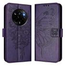 For Realme Narzo 80 Pro / 14 Pro 5G India Embossed Butterfly Leather Phone Case(Dark Purple) - 2