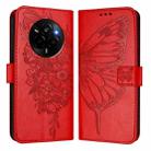 For Realme Narzo 80 Pro / 14 Pro 5G India Embossed Butterfly Leather Phone Case(Red) - 2