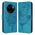 For Realme Narzo 80 Pro / 14 Pro 5G India Embossed Butterfly Leather Phone Case(Blue) - 2