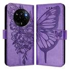 For Realme Narzo 80 Pro / 14 Pro 5G India Embossed Butterfly Leather Phone Case(Light Purple) - 2