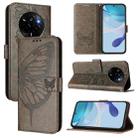 For Realme Narzo 80 Pro / 14 Pro 5G India Embossed Butterfly Leather Phone Case(Grey) - 1