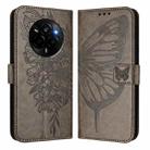 For Realme Narzo 80 Pro / 14 Pro 5G India Embossed Butterfly Leather Phone Case(Grey) - 2