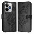 For Realme Neo7 Turbo 5G Embossed Butterfly Leather Phone Case(Black) - 2