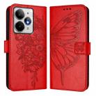 For Realme Neo7 Turbo 5G Embossed Butterfly Leather Phone Case(Red) - 2