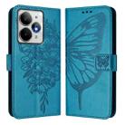 For Realme Neo7 Turbo 5G Embossed Butterfly Leather Phone Case(Blue) - 2