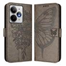 For Realme Neo7 Turbo 5G Embossed Butterfly Leather Phone Case(Grey) - 2