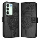 For Realme V70 / 14x Global / C75 5G Embossed Butterfly Leather Phone Case(Black) - 2