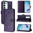 For Realme V70 / 14x Global / C75 5G Embossed Butterfly Leather Phone Case(Dark Purple) - 1