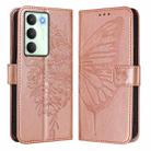 For Realme V70 / 14x Global / C75 5G Embossed Butterfly Leather Phone Case(Rose Gold) - 2