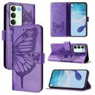 For Realme V70 / 14x Global / C75 5G Embossed Butterfly Leather Phone Case(Light Purple) - 1