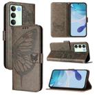 For Realme V70 / 14x Global / C75 5G Embossed Butterfly Leather Phone Case(Grey) - 1