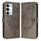 For Realme C71 4G Global Embossed Butterfly Leather Phone Case(Grey) - 2