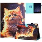 For Lenovo Tab M11/ Xiaoxin Pad 11 2024 Painted Litchi Leather Sewing Smart Tablet Case(Gold Cat) - 1