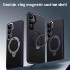 For Samsung Galaxy S25+ 5G Double Ring MagSafe Holder Carbon Fibre Phone Case(Black) - 2