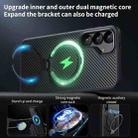 For Samsung Galaxy S25+ 5G Double Ring MagSafe Holder Carbon Fibre Phone Case(Silver) - 3