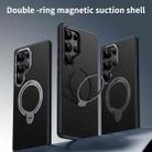 For Samsung Galaxy S25 Ultra 5G Double Ring MagSafe Holder Carbon Fibre Phone Case(Silver) - 2