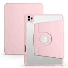 For iPad Air 11 2024 Acrylic 360 Degree Rotation Holder Leather Tablet Case(Sand Pink) - 1