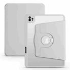 For iPad Air 13 2024 Acrylic 360 Degree Rotation Holder Leather Tablet Case(Fog Grey) - 1