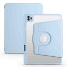 For iPad Pro 11 2024 Acrylic 360 Degree Rotation Holder Leather Tablet Case(Ice Blue) - 1