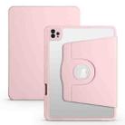 For iPad Pro 11 2024 Acrylic 360 Degree Rotation Holder Leather Tablet Case(Sand Pink) - 1