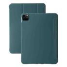 For iPad Pro 13 2024 Three-fold Holder Flip Tablet Leather Case(Dark Green) - 1