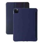 For iPad Pro 13 2024 Three-fold Holder Flip Tablet Leather Case(Dark Blue) - 1