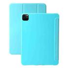 For iPad Pro 13 2024 Three-fold Holder Flip Tablet Leather Case(Mint Blue) - 1