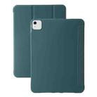 For iPad Air 13 2024 Three-fold Holder Flip Tablet Leather Case(Dark Green) - 1