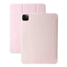 For iPad Pro 11 2024 Three-fold Holder Flip Tablet Leather Case(Light Pink) - 1