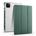 For iPad Pro 13 2024 3-fold Clear TPU Smart Leather Tablet Case with Pen Slot(Dark Green) - 1