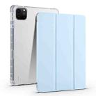 For iPad Pro 13 2024 3-fold Clear TPU Smart Leather Tablet Case with Pen Slot(Ice Blue) - 1