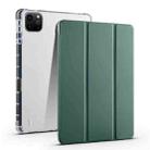 For iPad Pro 11 2024 3-fold Clear TPU Smart Leather Tablet Case with Pen Slot(Dark Green) - 1