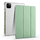 For iPad Pro 11 2024 3-fold Clear TPU Smart Leather Tablet Case with Pen Slot(Green) - 1