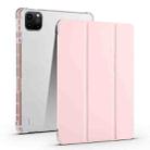 For iPad Air 11 2024 3-fold Clear TPU Smart Leather Tablet Case with Pen Slot(Sand Pink) - 1