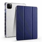 For iPad Air 11 2024 3-fold Clear TPU Smart Leather Tablet Case with Pen Slot(Dark Blue) - 1