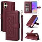 For Samsung Galaxy A05 Diamond Lattice Leather Flip Phone Case(Wine Red) - 1