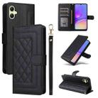 For Samsung Galaxy A05 Diamond Lattice Leather Flip Phone Case(Black) - 1