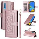 For Samsung Galaxy A7 Diamond Lattice Leather Flip Phone Case(Rose Gold) - 1