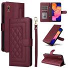 For Samsung Galaxy A10 Diamond Lattice Leather Flip Phone Case(Wine Red) - 1