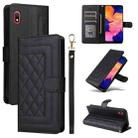 For Samsung Galaxy A10 Diamond Lattice Leather Flip Phone Case(Black) - 1