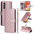 For Samsung Galaxy A14 5G / 4G Diamond Lattice Leather Flip Phone Case(Rose Gold) - 1