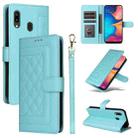 For Samsung Galaxy A20 / A30 Diamond Lattice Leather Flip Phone Case(Mint Green) - 1