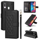 For Samsung Galaxy A20e Diamond Lattice Leather Flip Phone Case(Black) - 1
