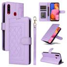 For Samsung Galaxy A20s Diamond Lattice Leather Flip Phone Case(Light Purple) - 1