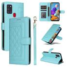 For Samsung Galaxy A21s Diamond Lattice Leather Flip Phone Case(Mint Green) - 1
