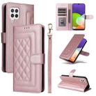 For Samsung Galaxy A22 4G Diamond Lattice Leather Flip Phone Case(Rose Gold) - 1