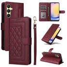 For Samsung Galaxy A25 5G Diamond Lattice Leather Flip Phone Case(Wine Red) - 1