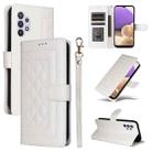 For Samsung Galaxy A32 5G Diamond Lattice Leather Flip Phone Case(White) - 1