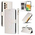 For Samsung Galaxy A33 5G Diamond Lattice Leather Flip Phone Case(White) - 1